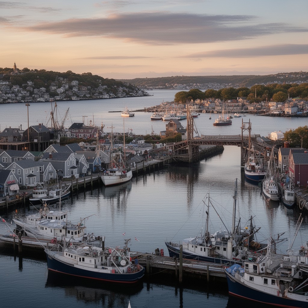 AI-generated illustration of Gloucester Harbor