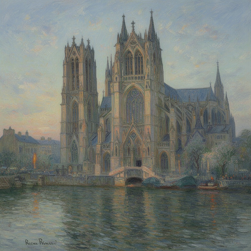 AI-generated illustration of Rouen Cathedral series