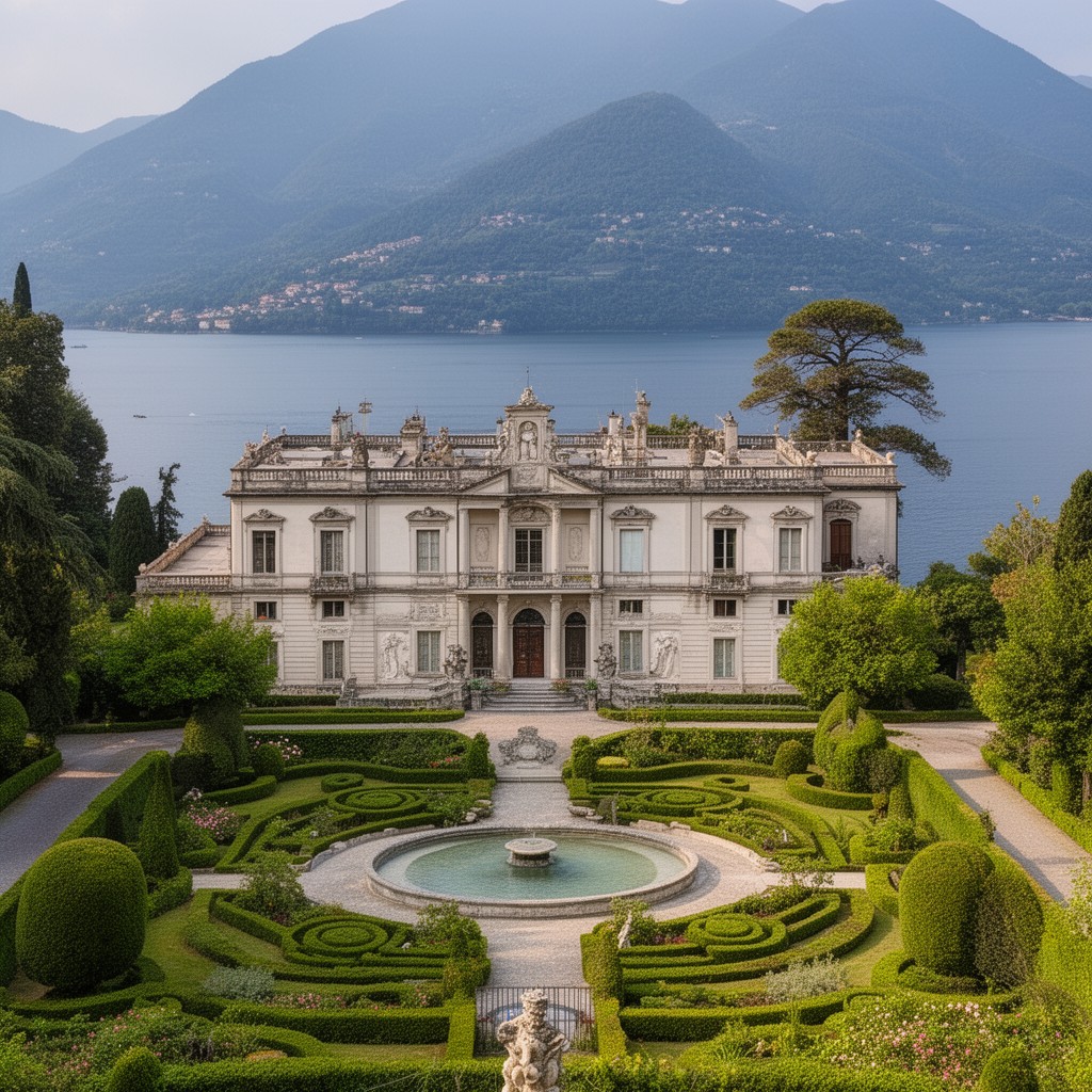 AI-generated illustration of Villa Melzi d’Eril