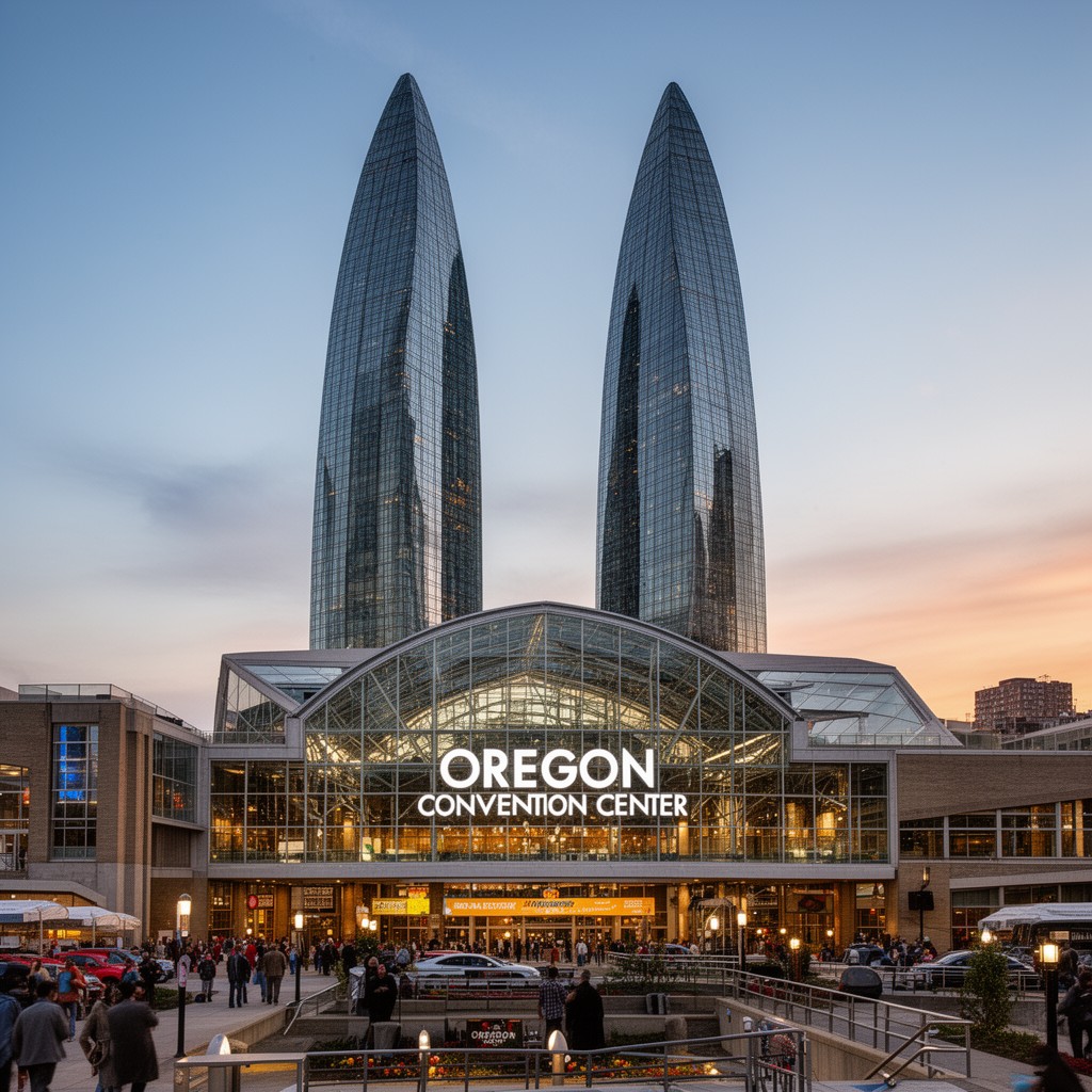 AI-generated illustration of Oregon Convention Center