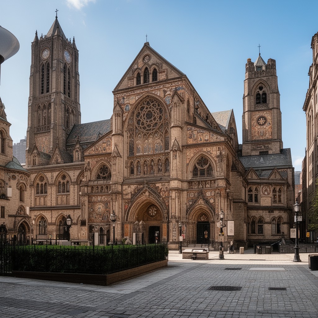 AI-generated illustration of Saint Bartholomew’s Church complex