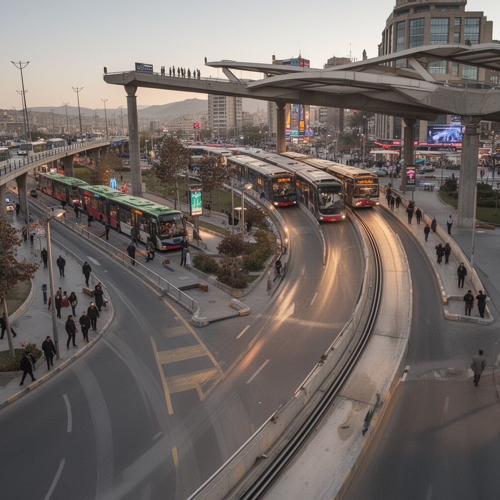 AI-generated illustration of Tehran Bus Rapid Transit