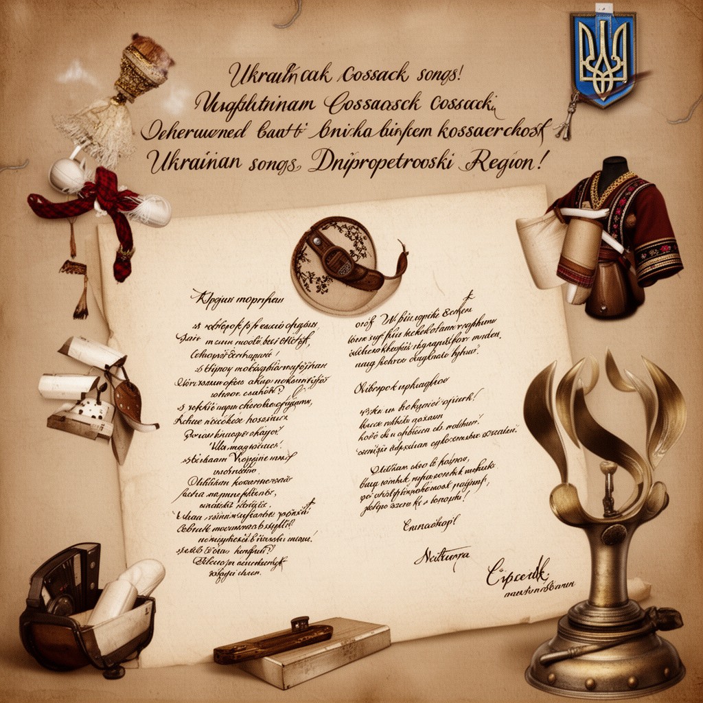 AI-generated illustration of Ukrainian Cossack songs of Dnipropetrovsk region