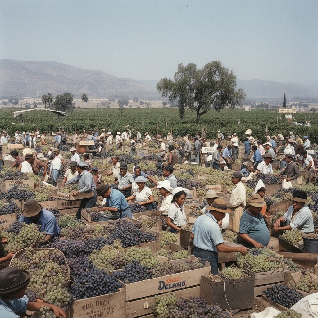 AI-generated illustration of Delano grape strike