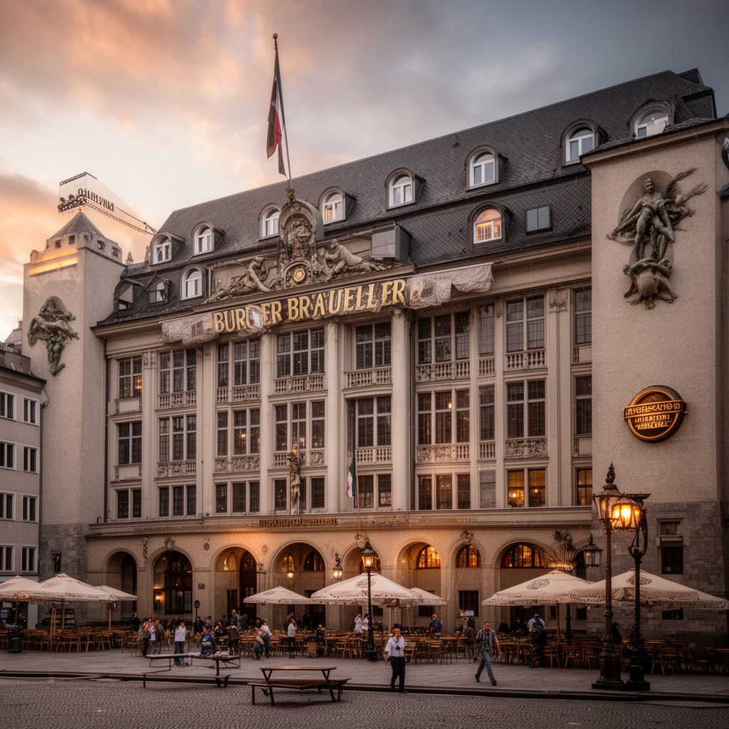 AI-generated illustration of Bürgerbräukeller beer hall