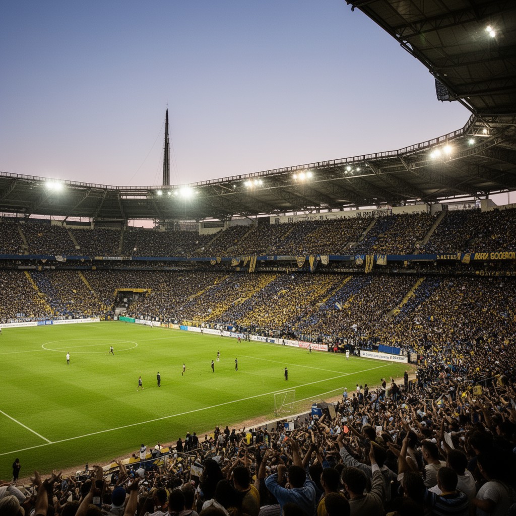 AI-generated illustration of La Bombonera stadium