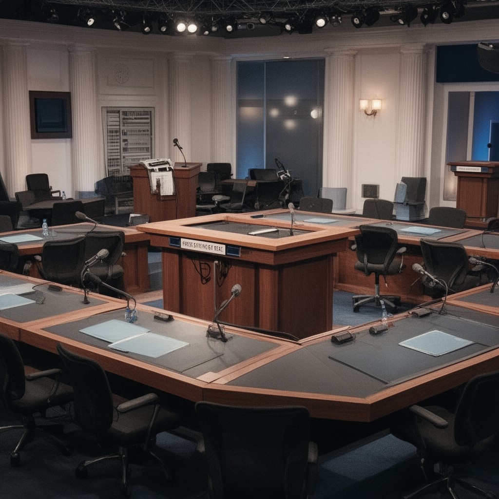AI-generated illustration of Press Briefing Room