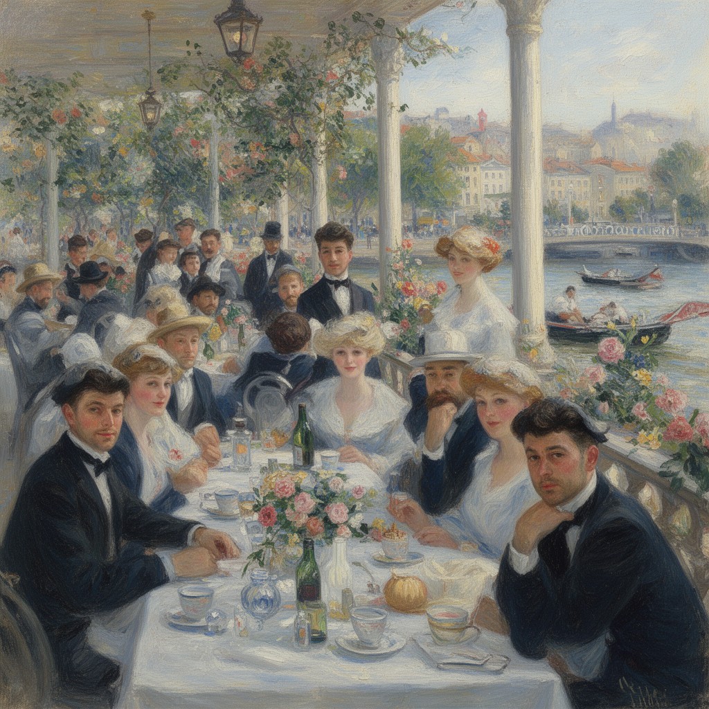 AI-generated illustration of Luncheon of the Boating Party