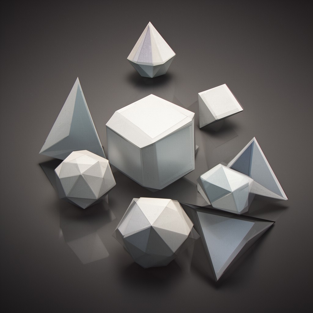 AI-generated illustration of Platonic solids