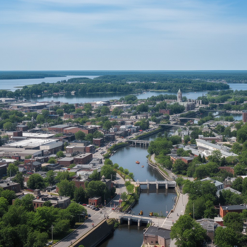 AI-generated illustration of Peterborough, Ontario