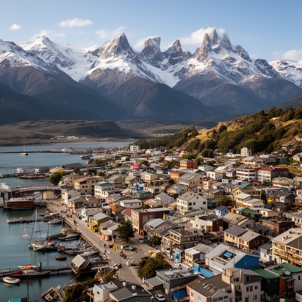AI-generated illustration of Puerto Natales