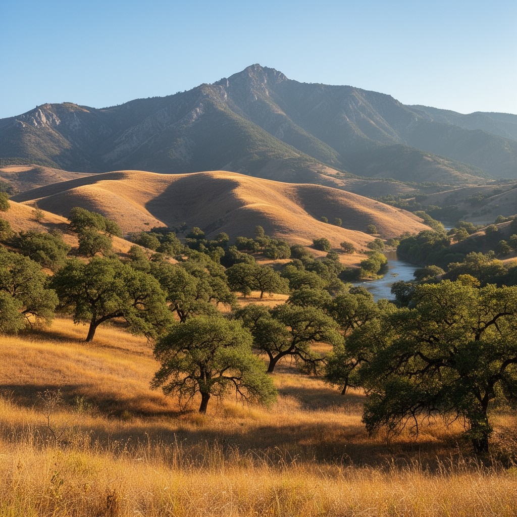 AI-generated illustration of Sierra Nevada foothills