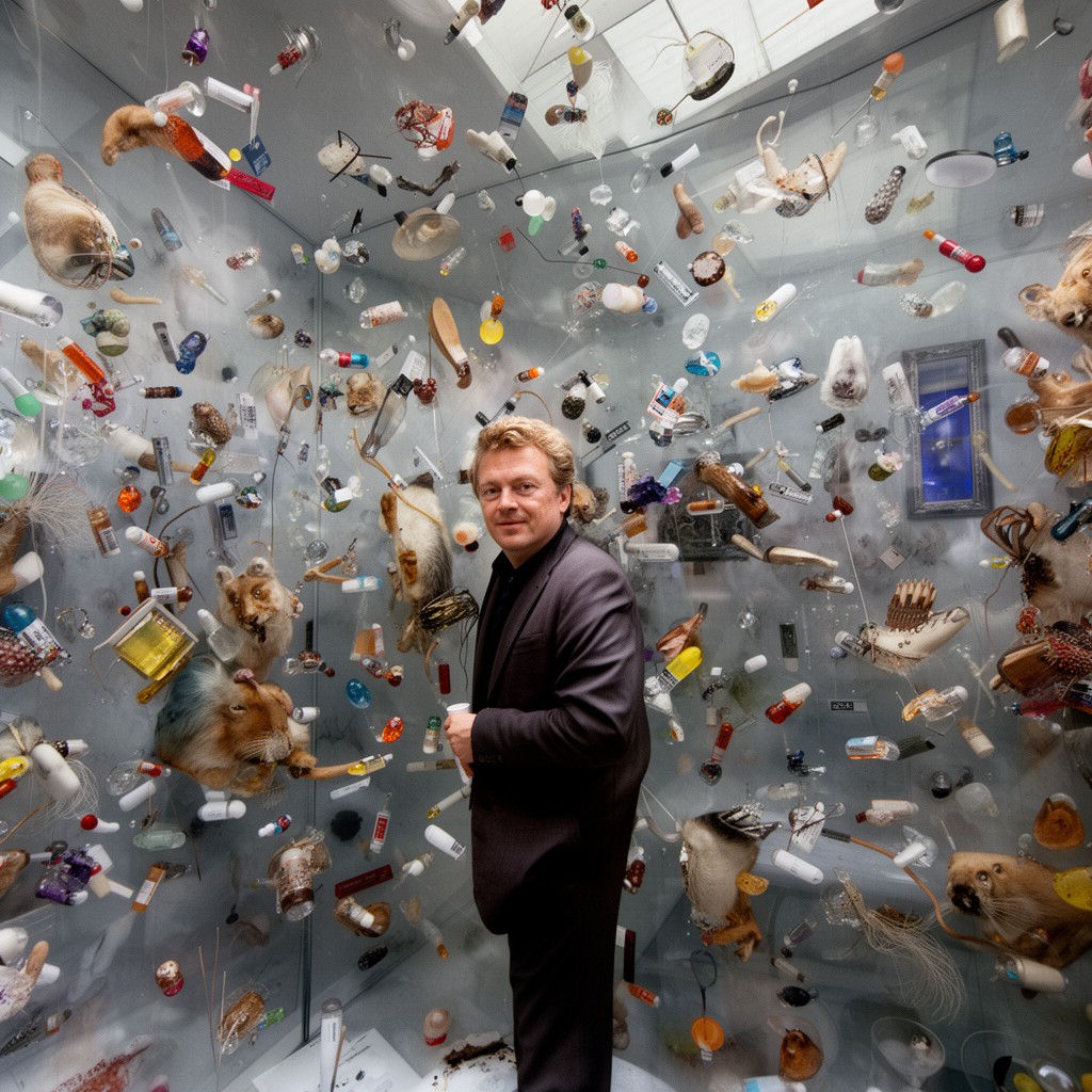 AI-generated illustration of Damien Hirst