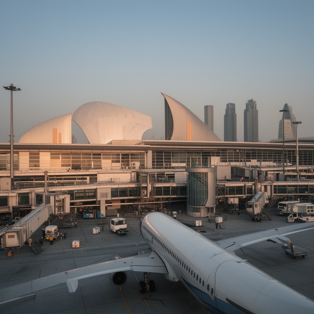 AI-generated illustration of Shanghai Pudong International Airport