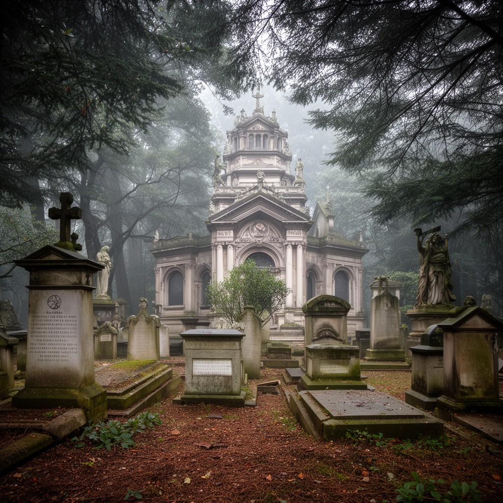 AI-generated illustration of Highgate Cemetery, London