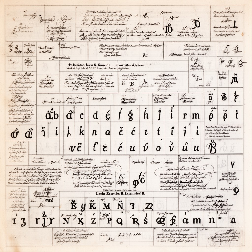 AI-generated illustration of Latin Extended-B