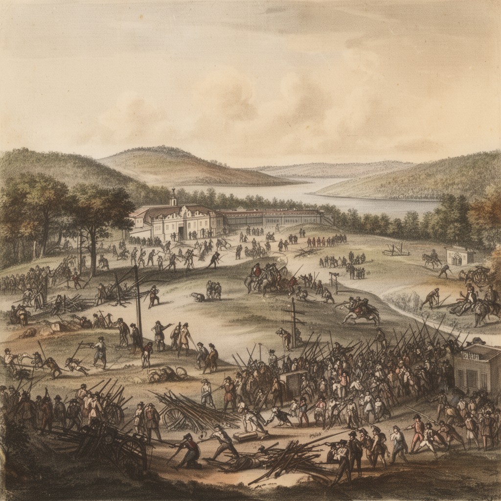AI-generated illustration of Siege of Fort Ticonderoga (1777)
