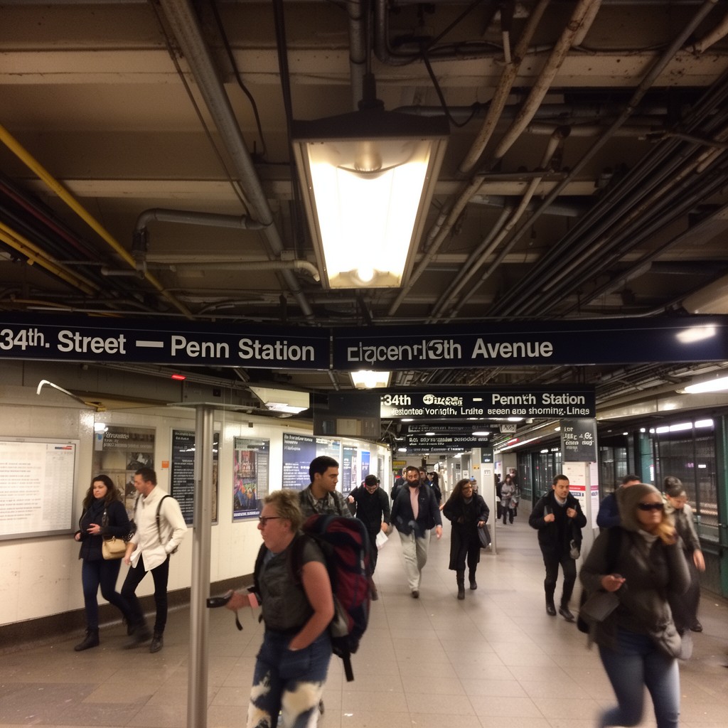AI-generated illustration of 34th Street–Penn Station (Eighth Avenue Line)