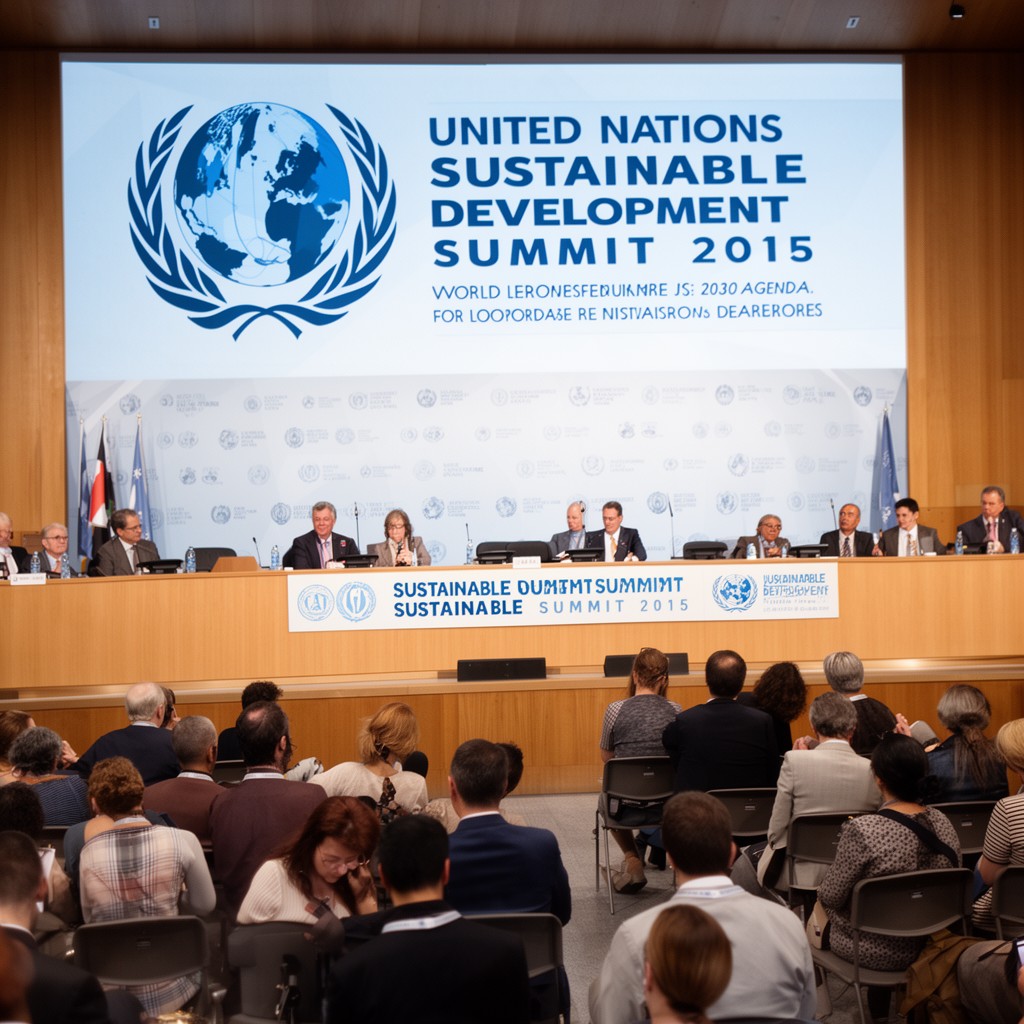 AI-generated illustration of United Nations Sustainable Development Summit 2015
