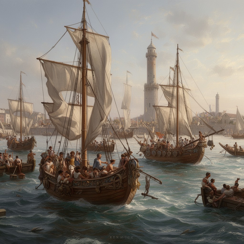 AI-generated illustration of Roman navy