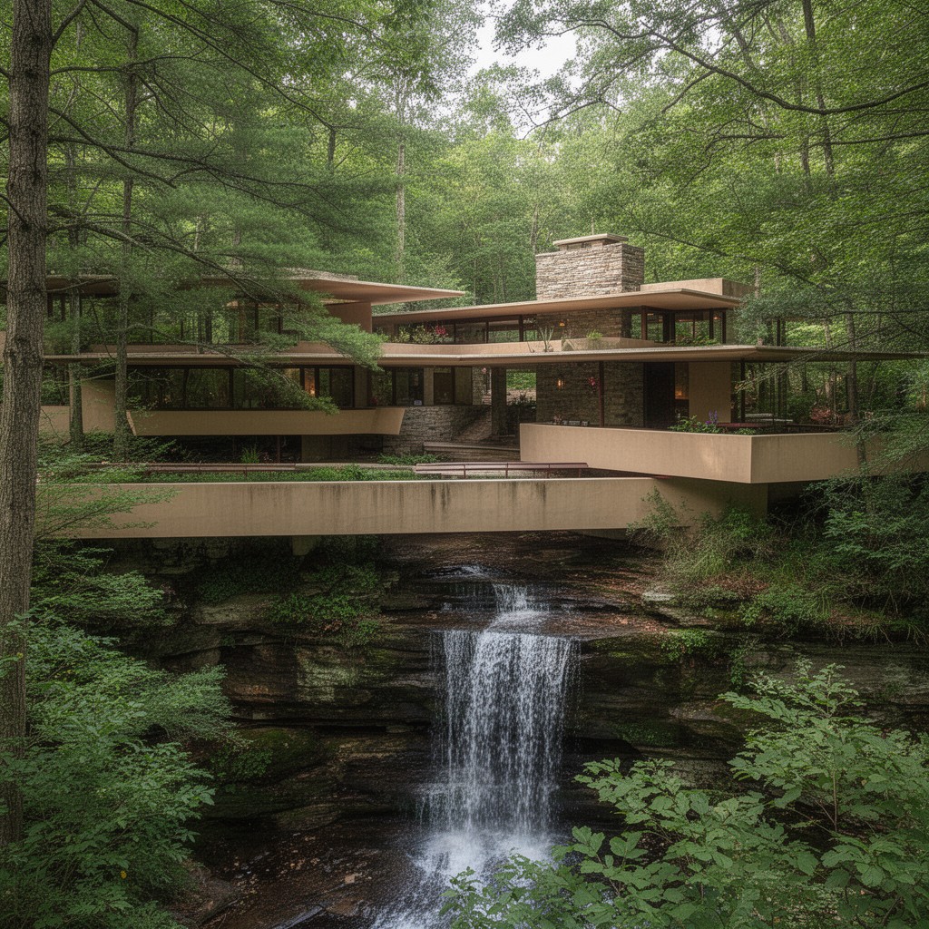 AI-generated illustration of Fallingwater