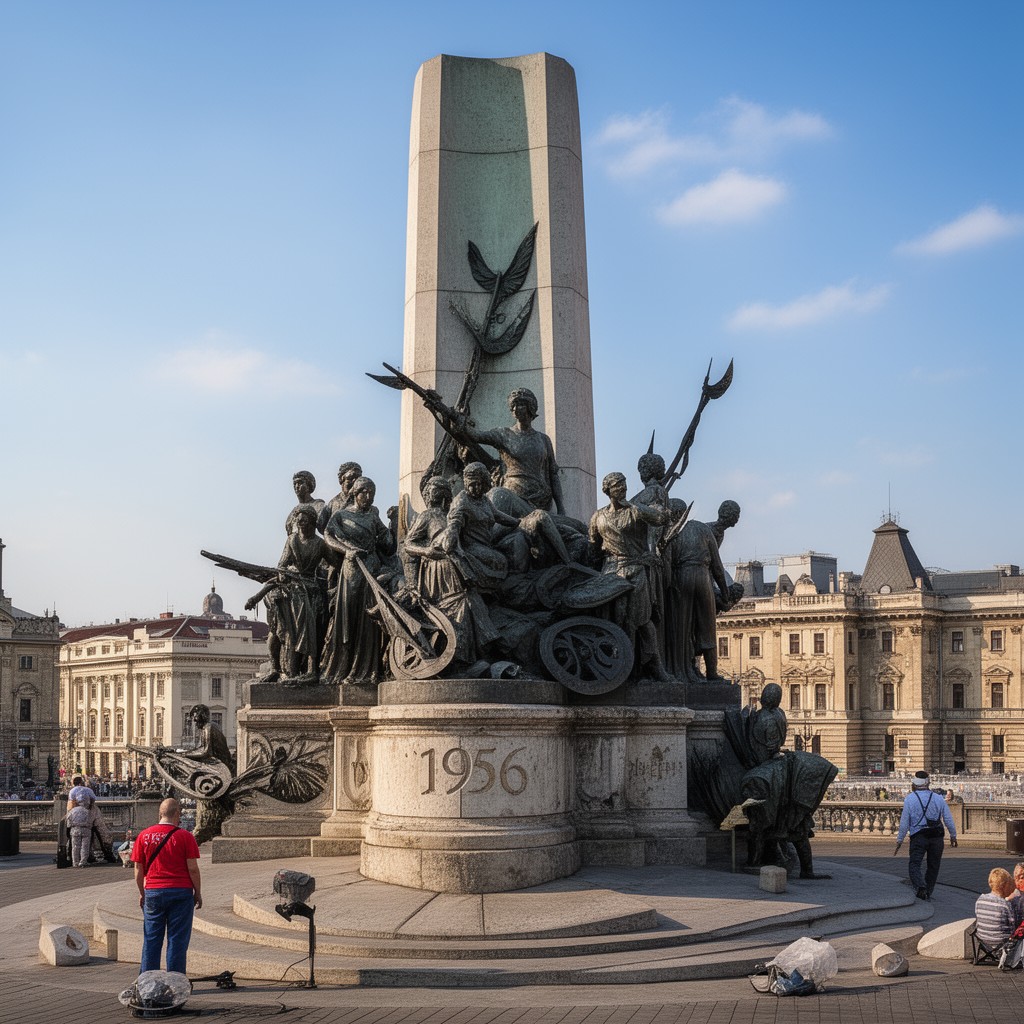 AI-generated illustration of 1956 Revolution Memorial in Budapest