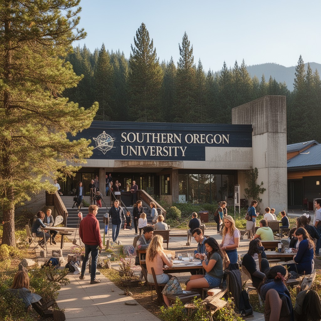 AI-generated illustration of Southern Oregon University