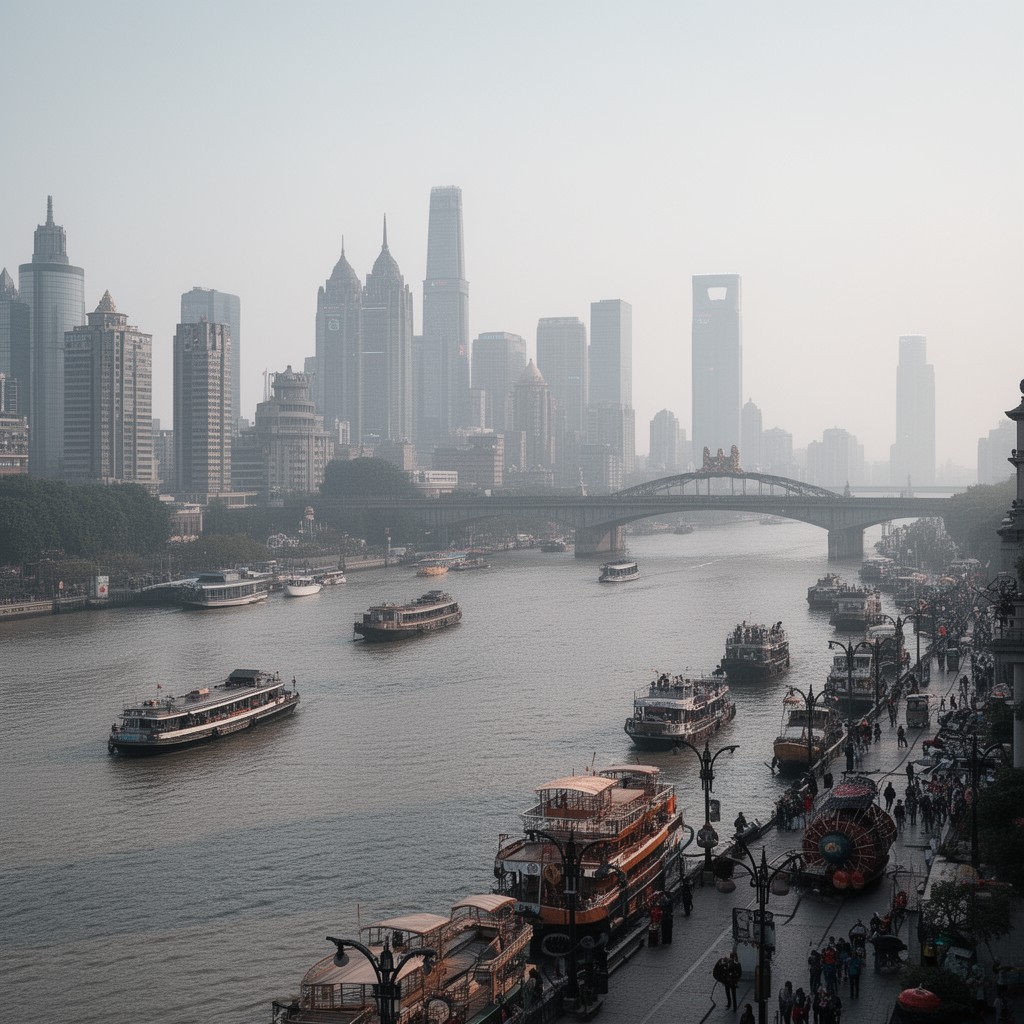 AI-generated illustration of Huangpu River