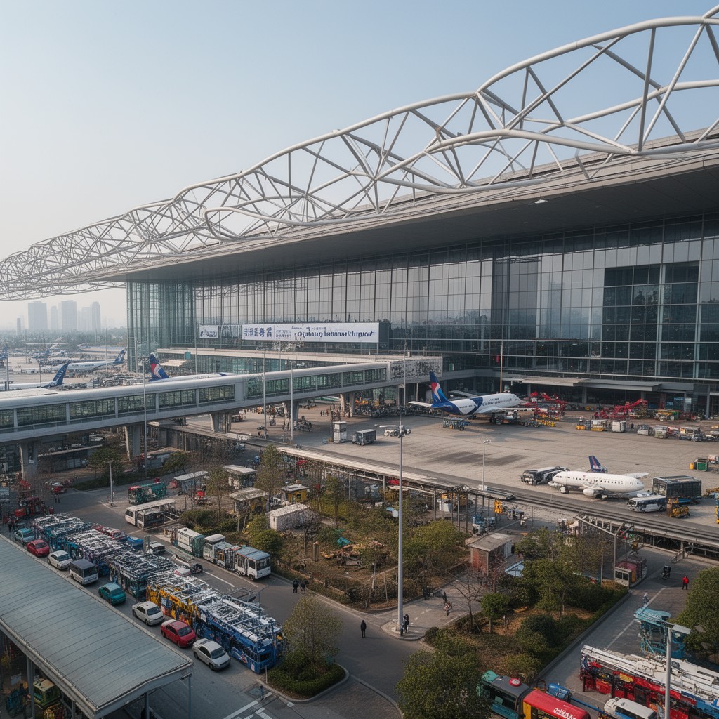 AI-generated illustration of Shanghai Hongqiao International Airport