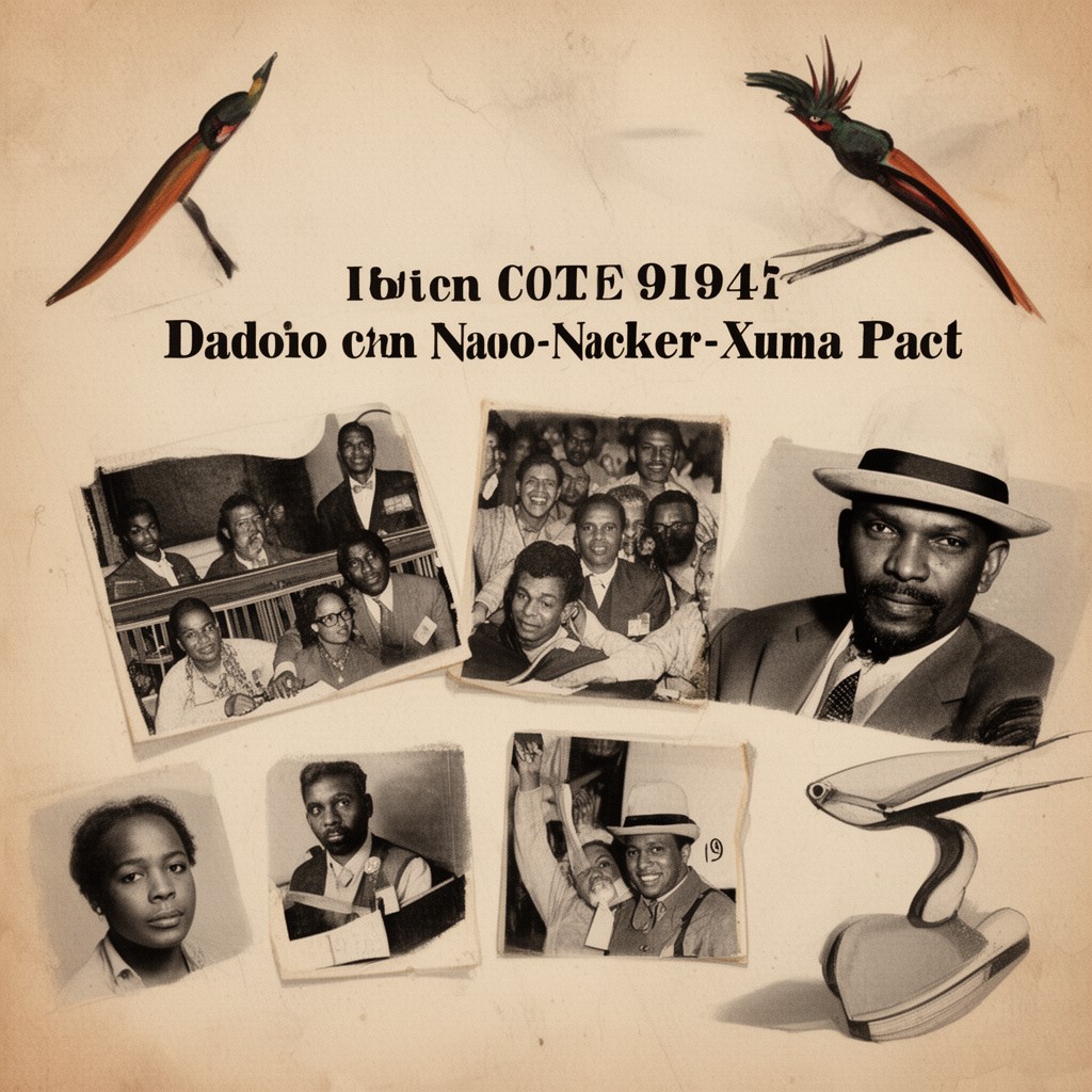 AI-generated illustration of 1947 Dadoo-Naicker-Xuma Pact