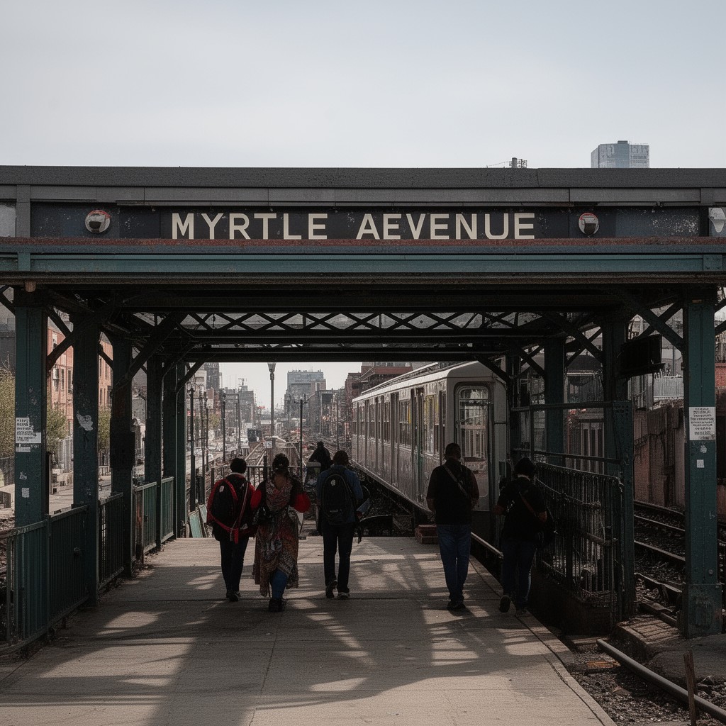 AI-generated illustration of Myrtle Avenue station (BMT Jamaica Line)