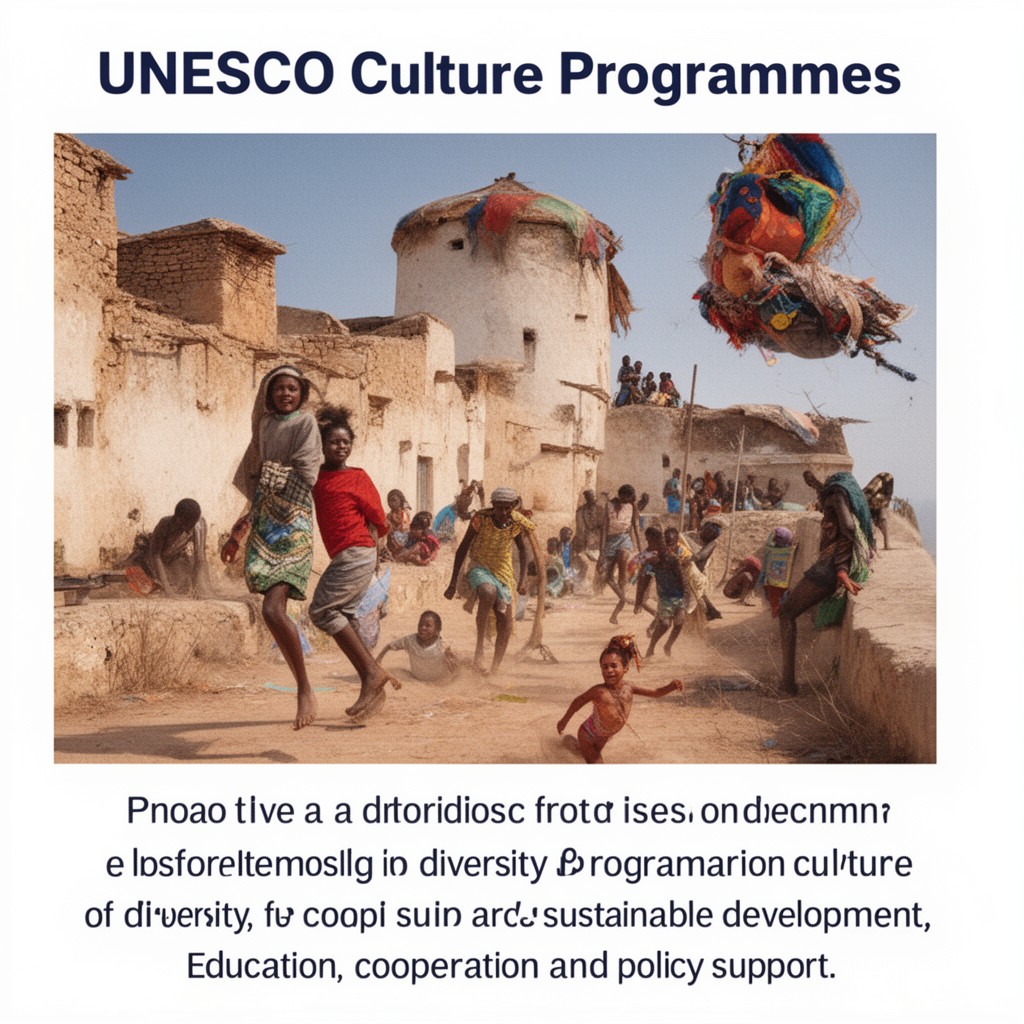 AI-generated illustration of UNESCO culture programmes