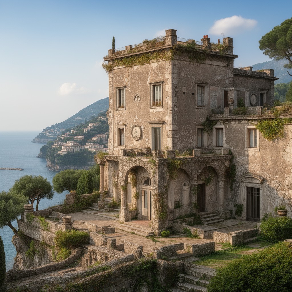 AI-generated illustration of Lucullan Villa in Campania