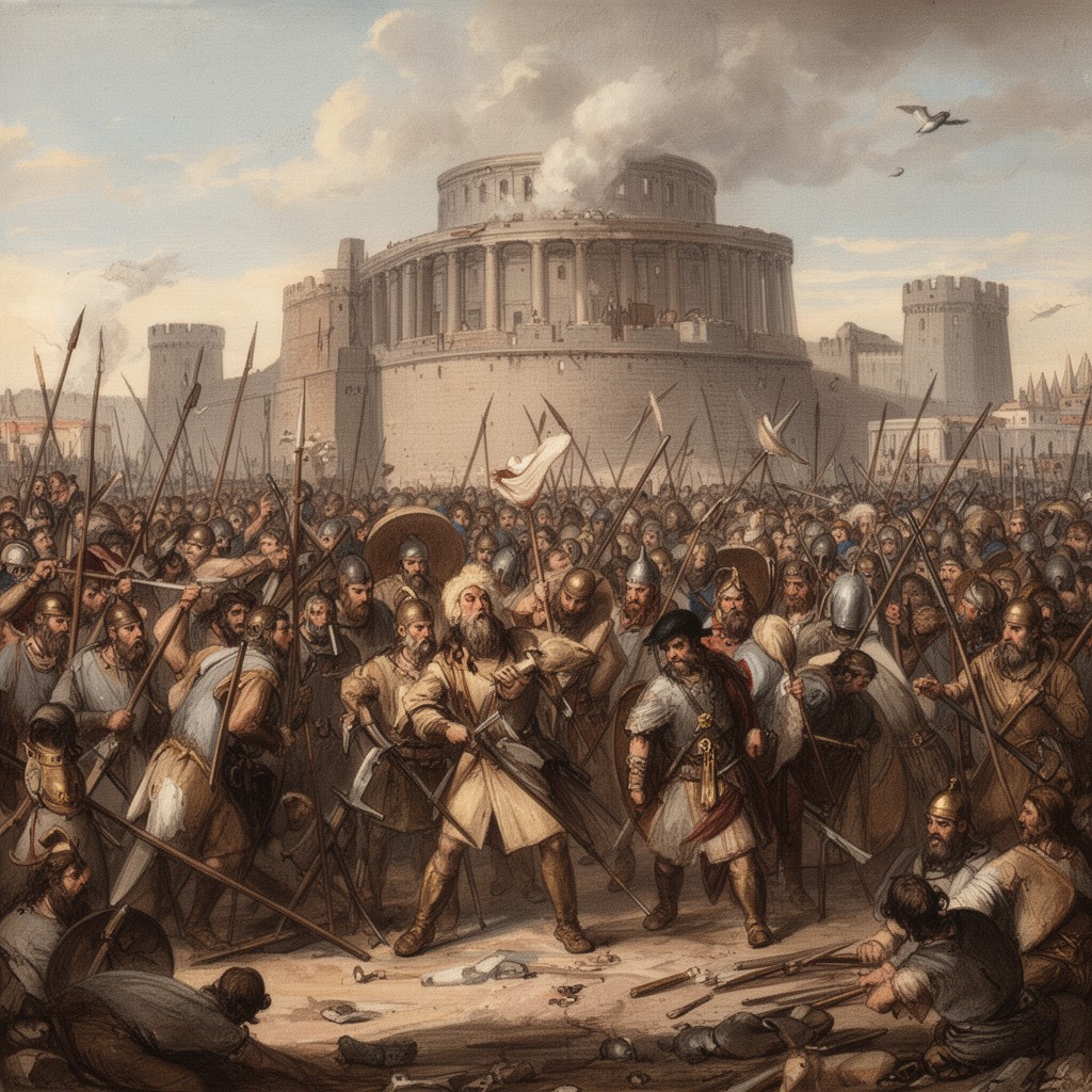 AI-generated illustration of First siege of Rome by Alaric (408)