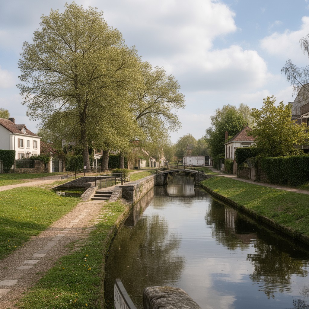 AI-generated illustration of Sambre–Oise Canal