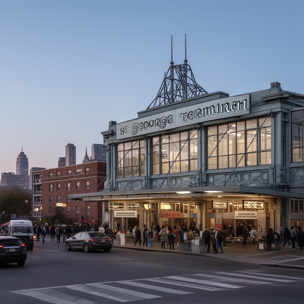 AI-generated illustration of St. George Terminal