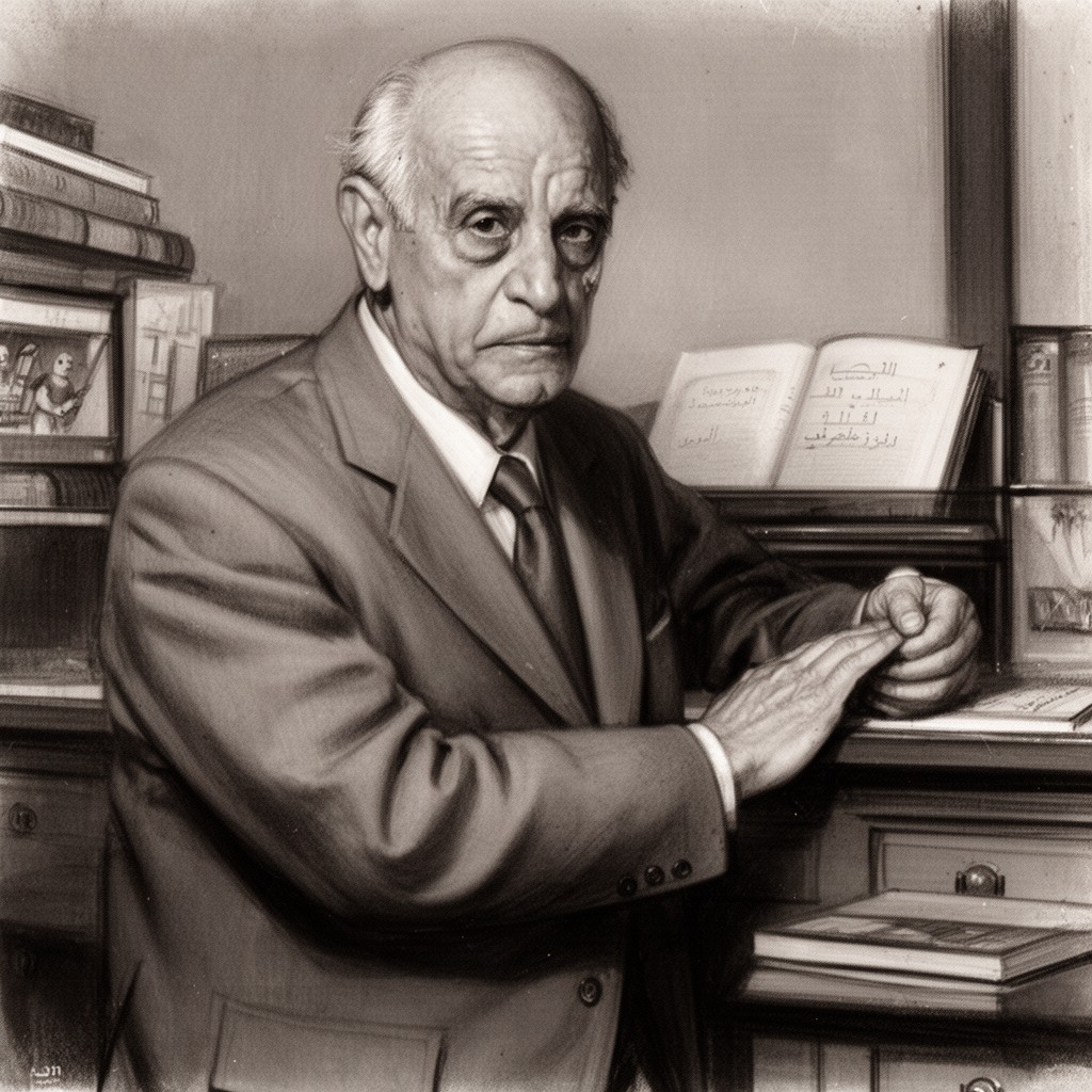 AI-generated illustration of Naguib Mahfouz