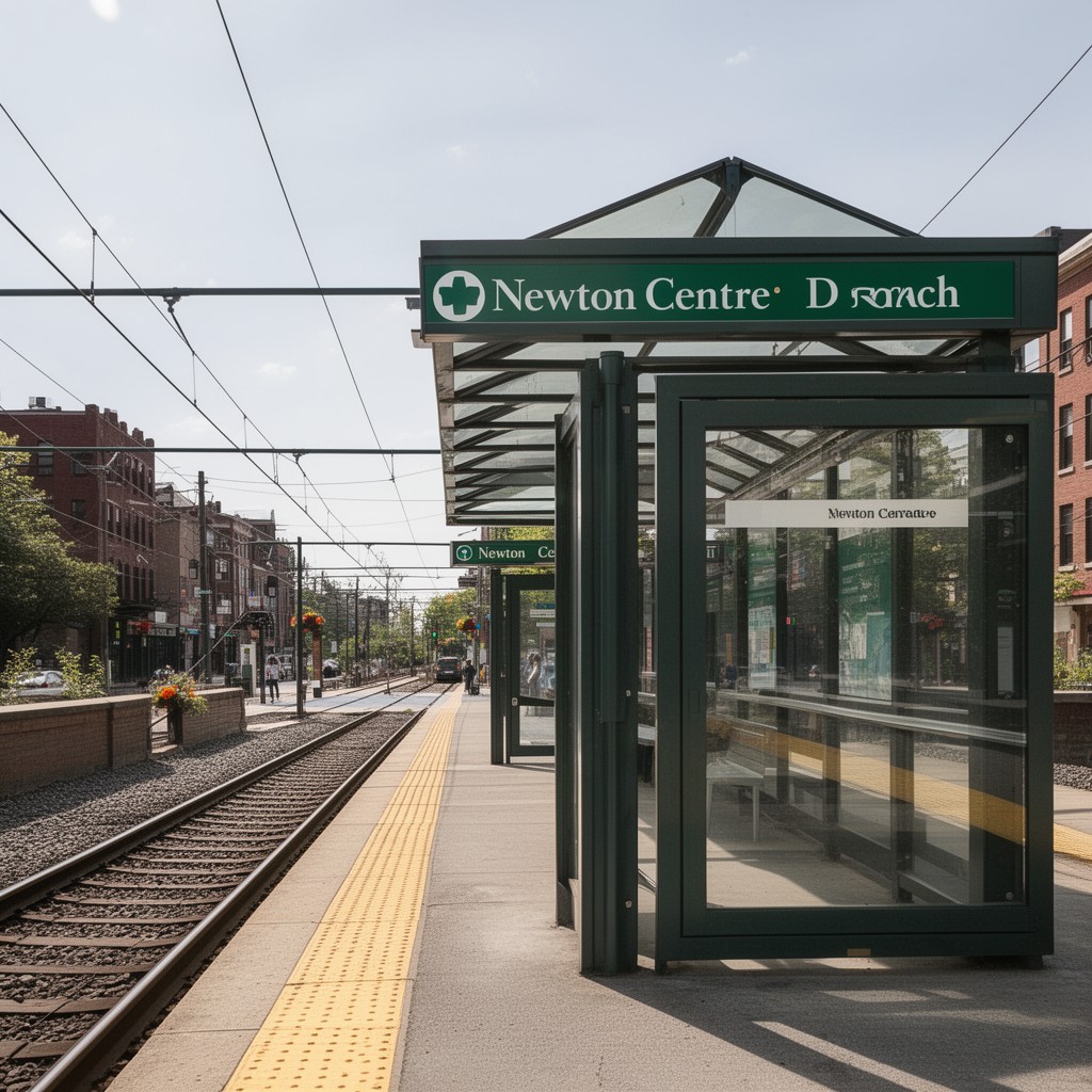 AI-generated illustration of Newton Centre station