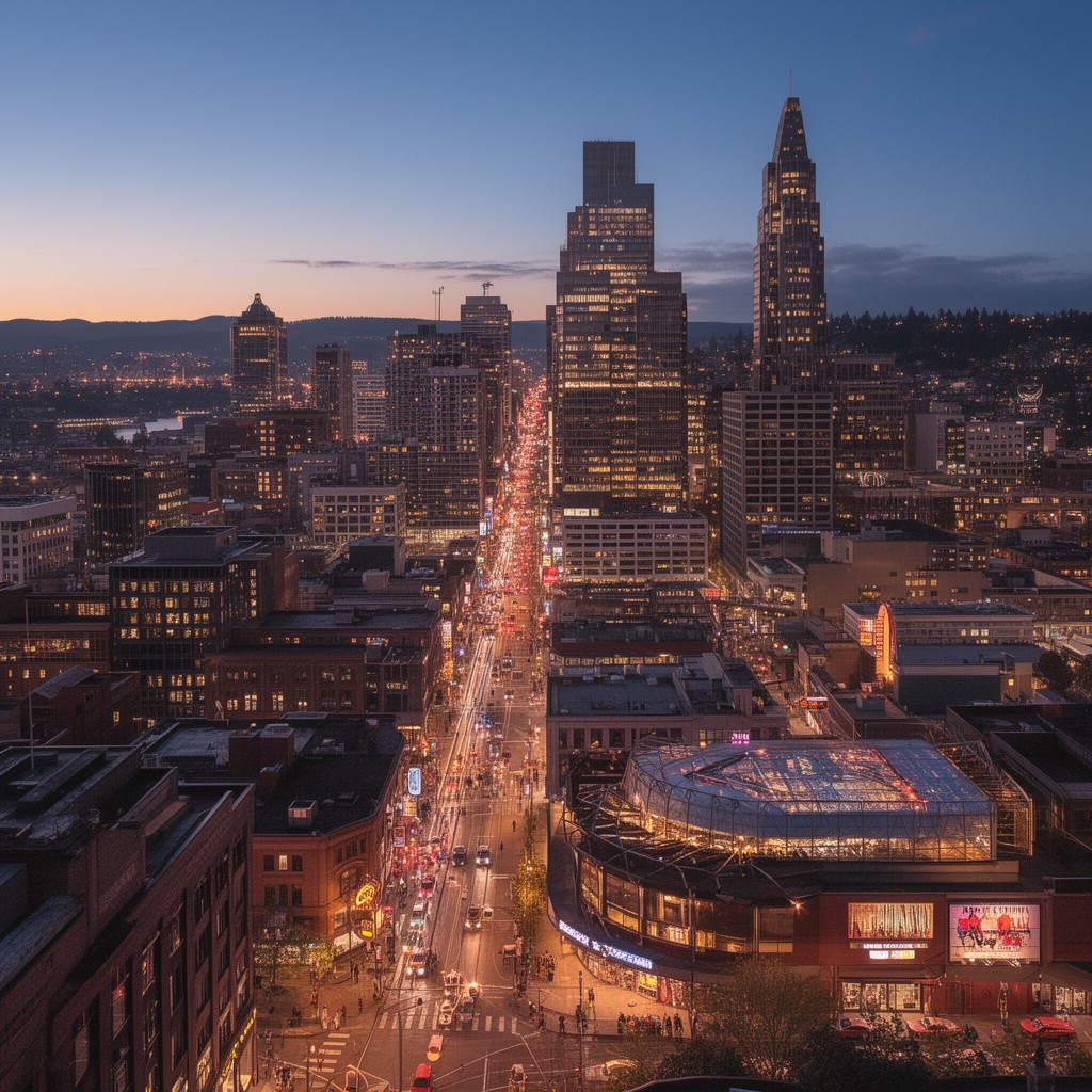 AI-generated illustration of City Center / Downtown Portland