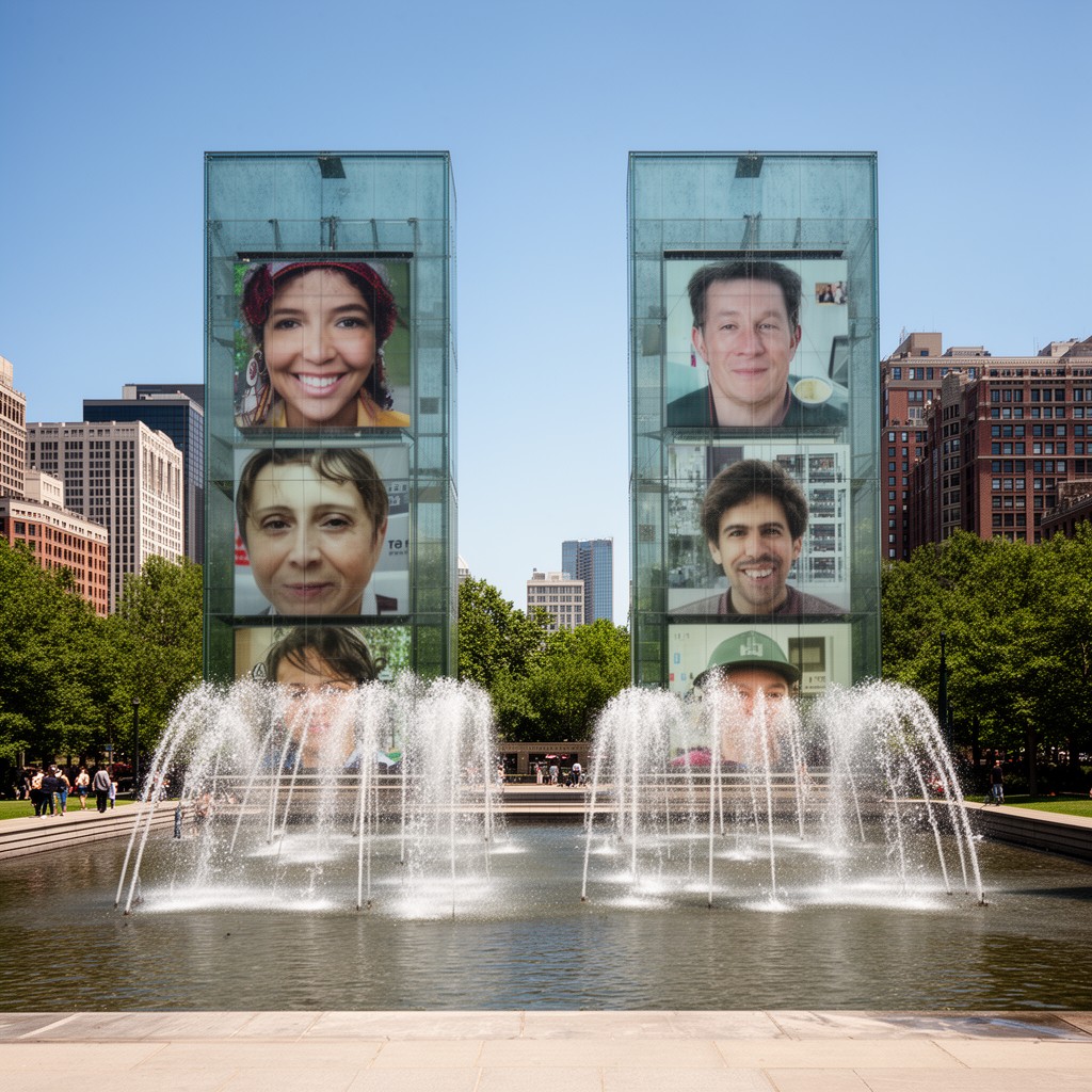 AI-generated illustration of Crown Fountain