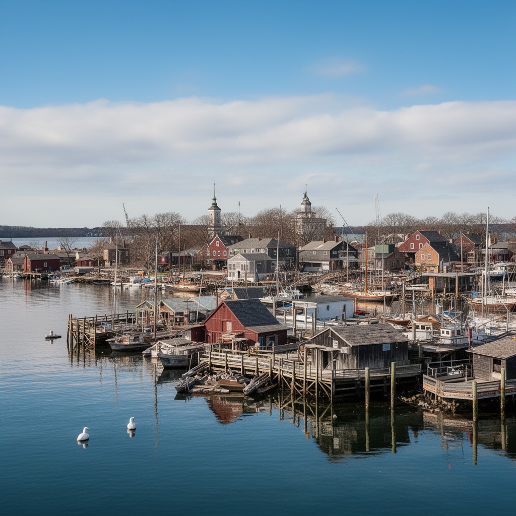 AI-generated illustration of Plymouth Harbor