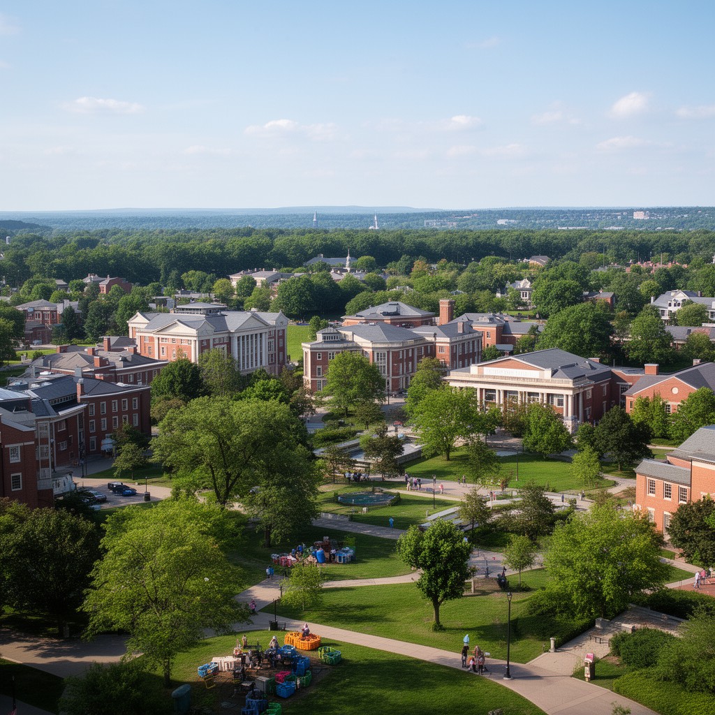 AI-generated illustration of University of Hartford campus