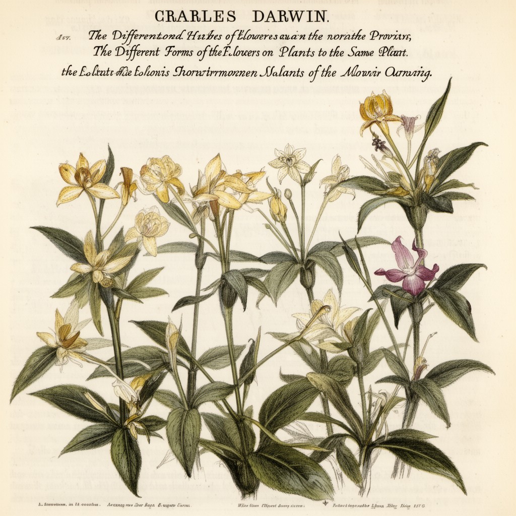 AI-generated illustration of The Different Forms of Flowers on Plants of the Same Species