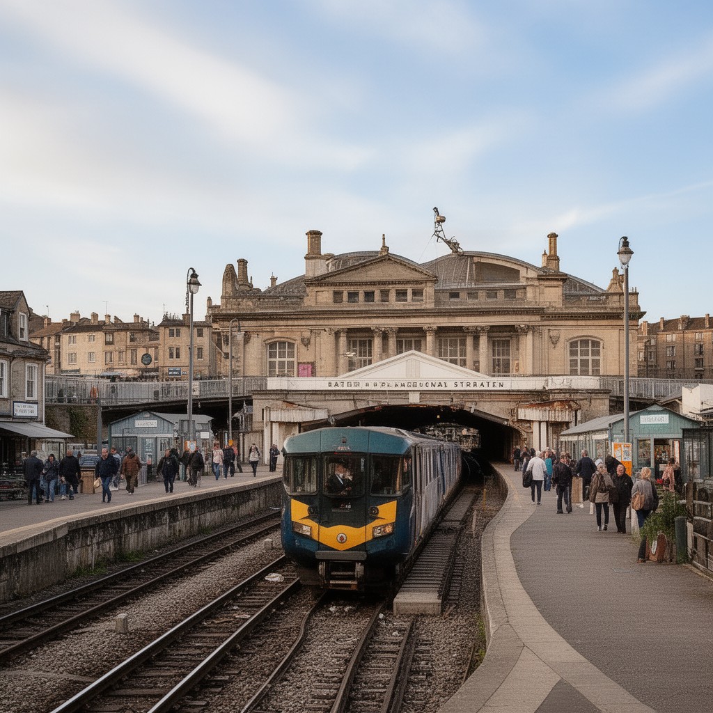 AI-generated illustration of Bath Spa railway station