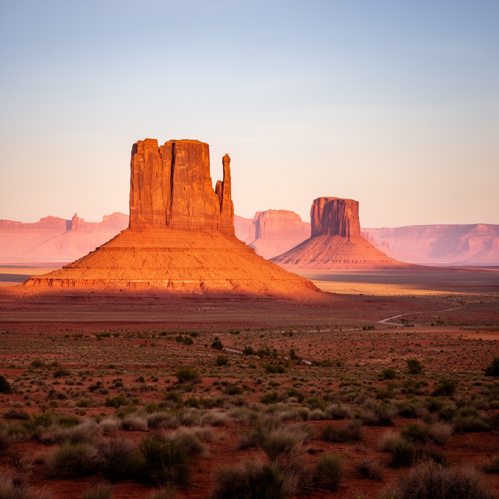 AI-generated illustration of Monument Valley (Arizona portion)