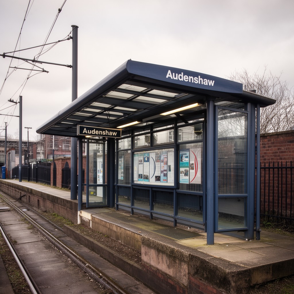 AI-generated illustration of Audenshaw tram stop