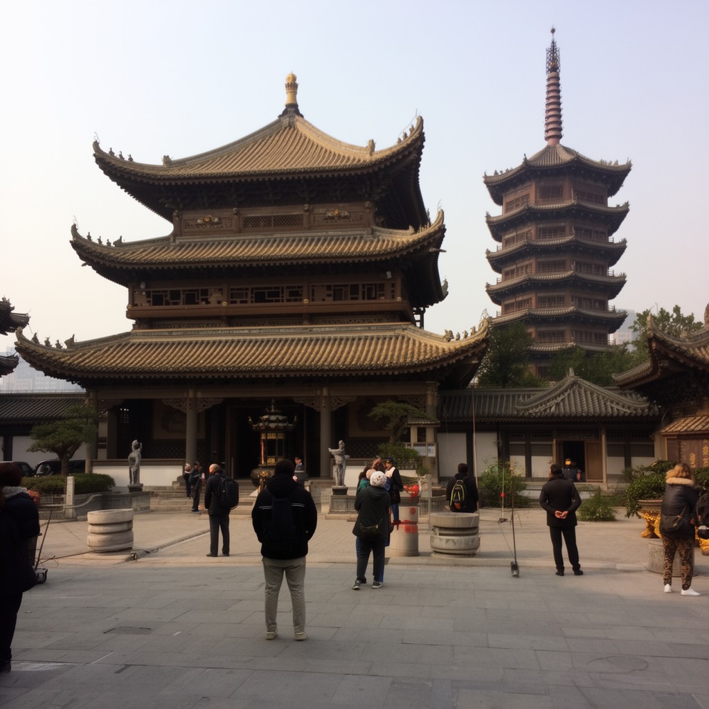 AI-generated illustration of Longhua Temple