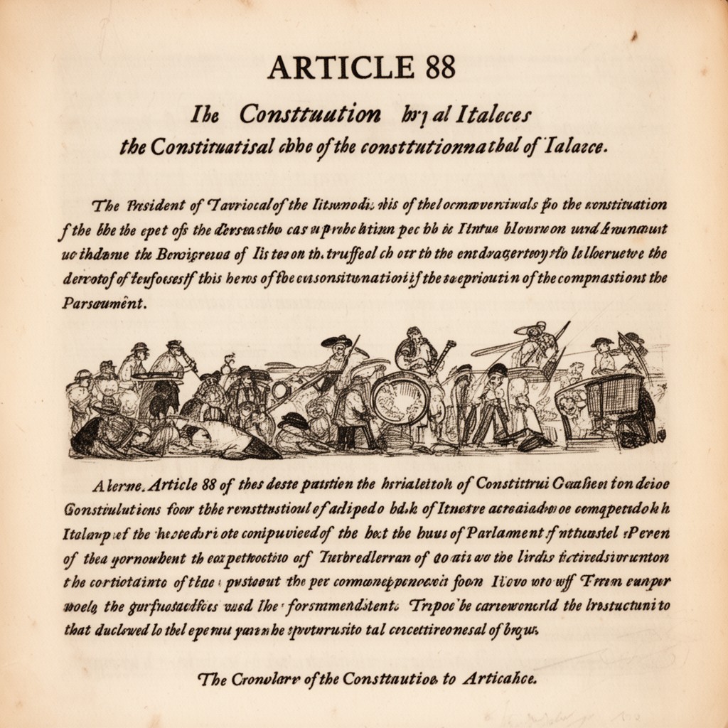 AI-generated illustration of Article 88 of the Constitution of Italy