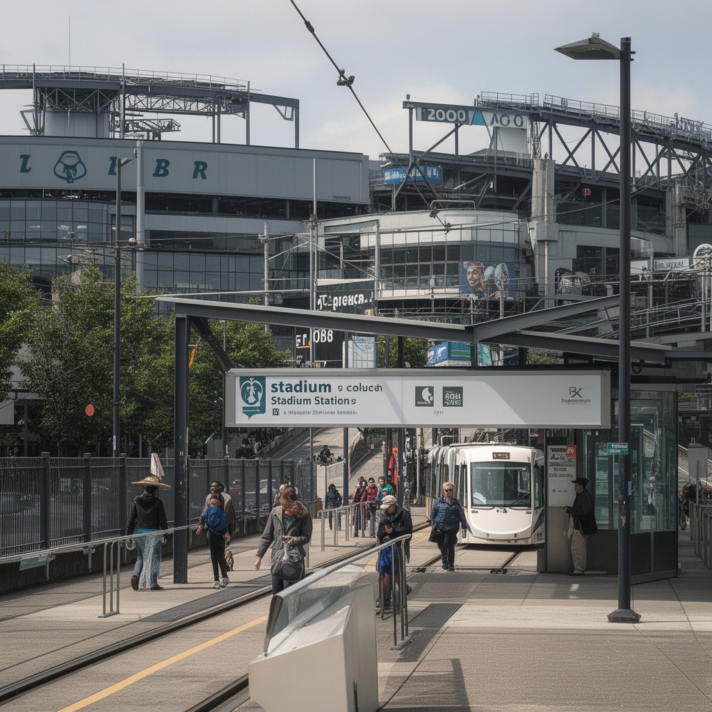 AI-generated illustration of Stadium Station (Link light rail)