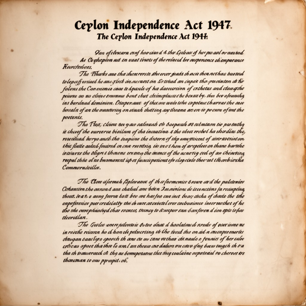 AI-generated illustration of Ceylon Independence Act 1947